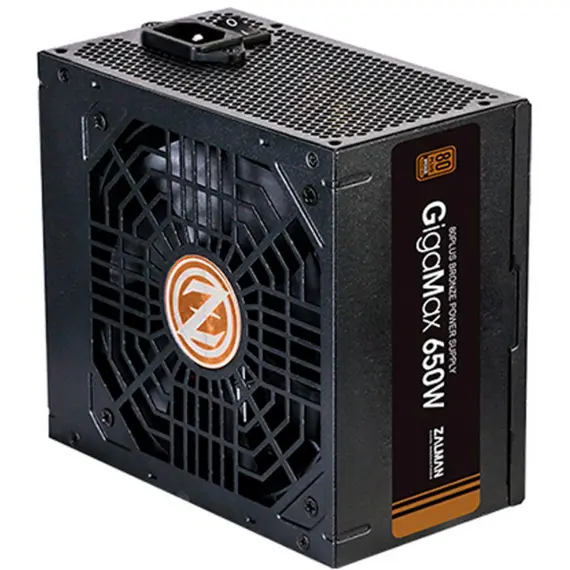 ქულერი Zalman Power supply GigaMax 650-GVII (650W),200-240VAC,88%,80+Bronze,aPFC,120mm,MB24,CPU(4+4),5xSATA,2xPCIe,3xMOLEX, 1xFDD,OCP,OVP,OPP,OTP,UVP,SCP1xFDD , 2 image - Primestore.ge