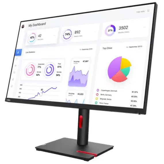 მონიტორი Lenovo 31.5" ThinkVision T32p-30 (63D2GAT1EU) - Raven Black , 3 image - Primestore.ge