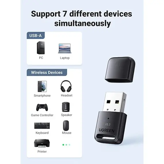 Bluetooth ადაპტერი UGREEN CM591 (90225), USB Bluetooth Adapter, Black , 4 image - Primestore.ge