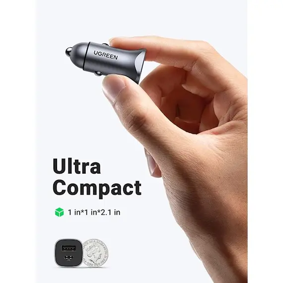 მანქანის დამტენი UGREEN CD130 (40858), 30W, USB, USB-C, Type-c, Space Gray , 3 image - Primestore.ge