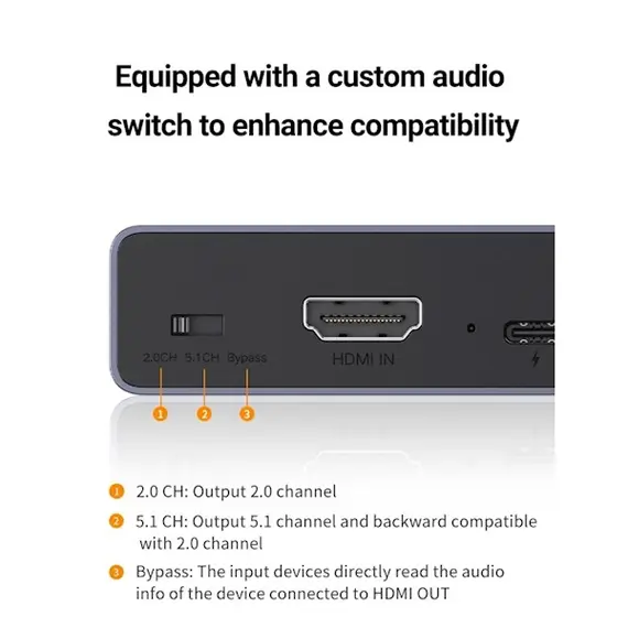 Audio Splitter UGREEN CM531 (60649), HDMI Audio Splitter with OPTICAL + 3.5mm Ports, Gray, 3 image