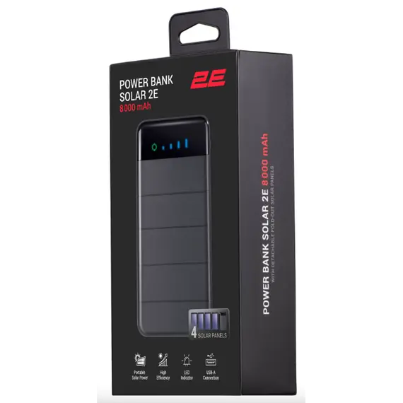 პორტატული დამტენი 2E Power Bank Solar 8000mAh Black , 9 image - Primestore.ge