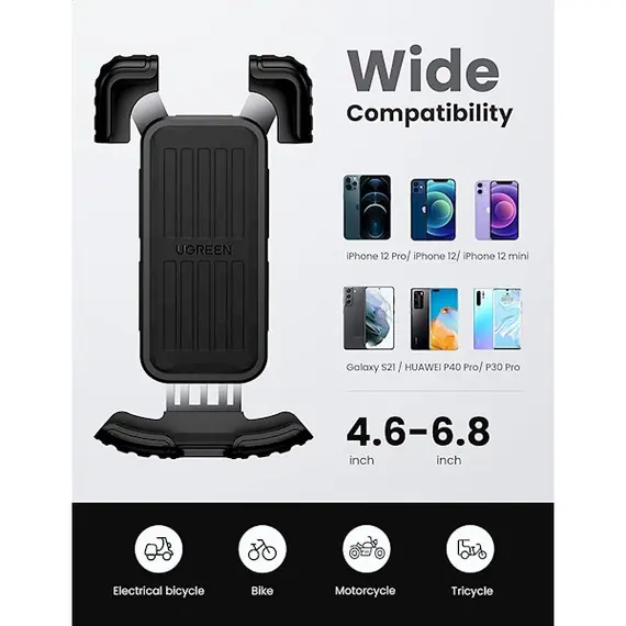 მობილურის დამჭერი UGREEN LP494 (60548), Bike Mount Phone Holder, Black , 5 image - Primestore.ge