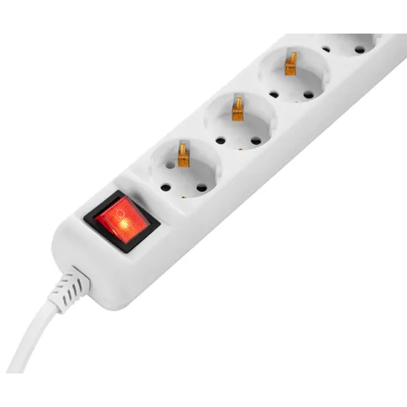 დენის დამაგრძელებელი 2E Power strip 5XSchuko with switch, 3G*1.5мм, 1.5m, white , 4 image - Primestore.ge