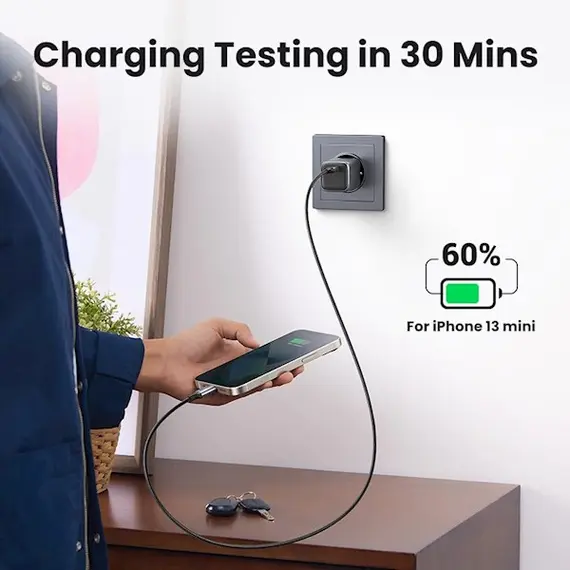დამტენი UGREEN CD319 (90666) Nexode, 30W, Single port, USB-C, Type-c, Space Gray , 3 image - Primestore.ge