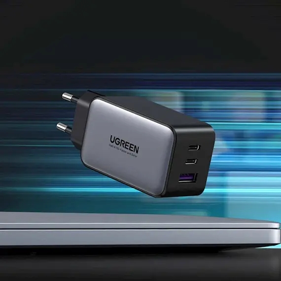 დამტენი UGREEN CD244 (10335), 65W, 2xUSB-C, Type-c, USB, Space Gray , 2 image - Primestore.ge