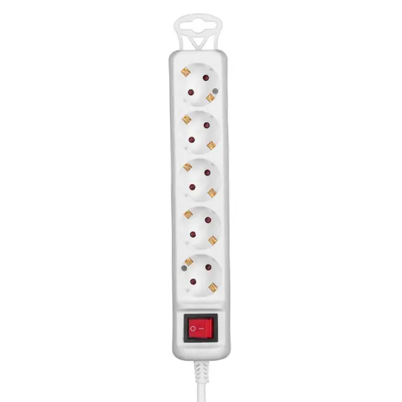 დენის დამაგრძელებელი 2E Power strip 5XSchuko with switch, 3G*1.5мм, 1.5m, white , 2 image - Primestore.ge
