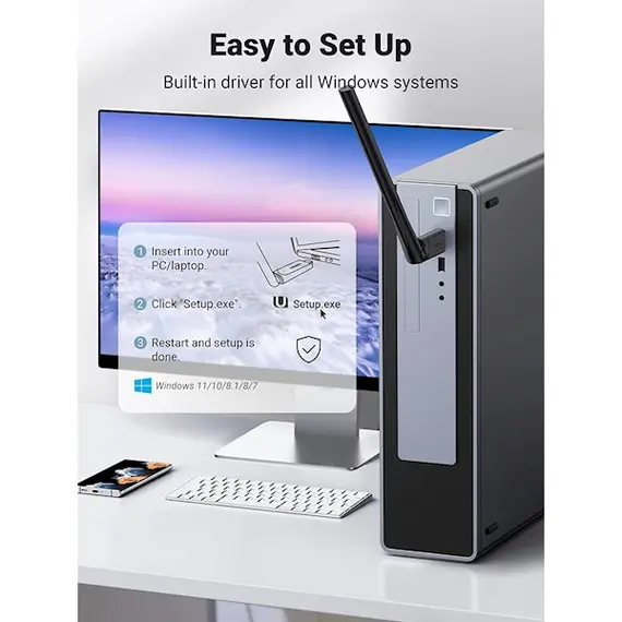 Wi-Fi ადაპტერი UGREEN CM496 (90339), Wifi Adapter, Black , 3 image - Primestore.ge