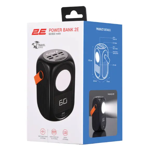 პორტატული დამტენი 2E Power Bank Travel 60000mAh PD Black , 7 image - Primestore.ge