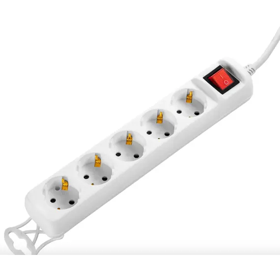 დენის დამაგრძელებელი 2E Power strip 5XSchuko with switch, 3G*1.5мм, 1.5m, white , 3 image - Primestore.ge