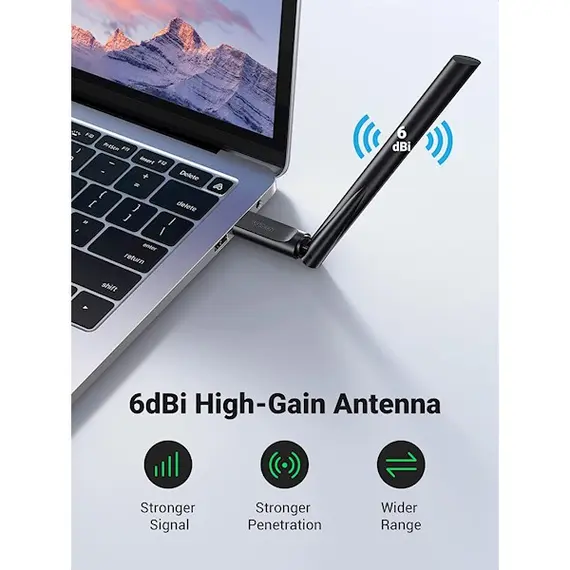 Wi-Fi ადაპტერი UGREEN CM496 (90339), Wifi Adapter, Black , 2 image - Primestore.ge