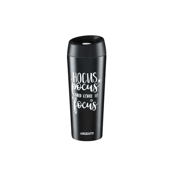 თერმოსი ARDESTO Travel mug Coffee time Hocus 450 ml, black, s/s  - Primestore.ge