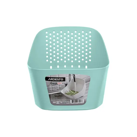 მწვანილისა და ბოსტნეულის გასარეცხი ARDESTO Bowl with strainer Fresh, tiffany blue, plastic  - Primestore.ge