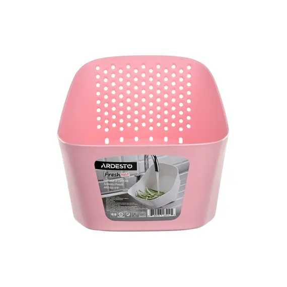მწვანილისა და ბოსტნეულის გასარეცხი ARDESTO Bowl with strainer Fresh, pink, plastic  - Primestore.ge