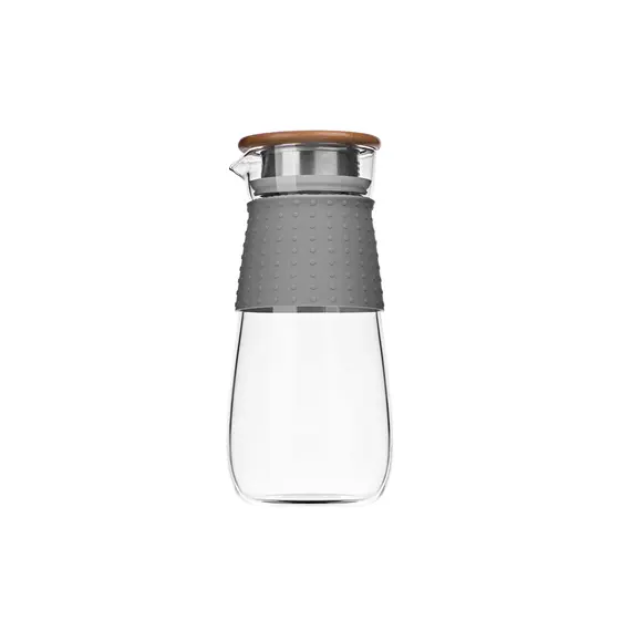 მინის დოქი ARDESTO Pitcher with lid, 1200 ml, borosilicate glass, silicone sleeve, lid - s/s, wood  - Primestore.ge