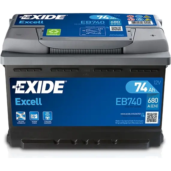 აკუმულატორი Exide EXCELL EB740 74 ა*ს R+  - Primestore.ge