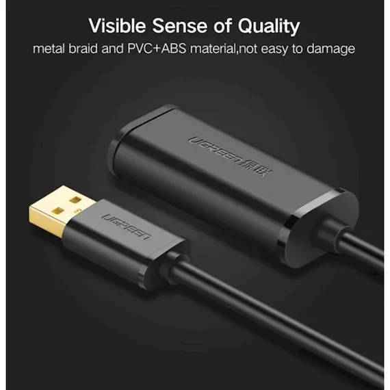 USB დამაგრძელებელი Ugreen US121 (10324) USB 2.0 Active Extension Cable with Chipset 20m (Black) , 2 image - Primestore.ge