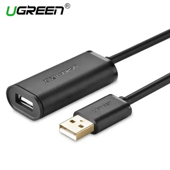 USB დამაგრძელებელი Ugreen US121 (10324) USB 2.0 Active Extension Cable with Chipset 20m (Black)  - Primestore.ge