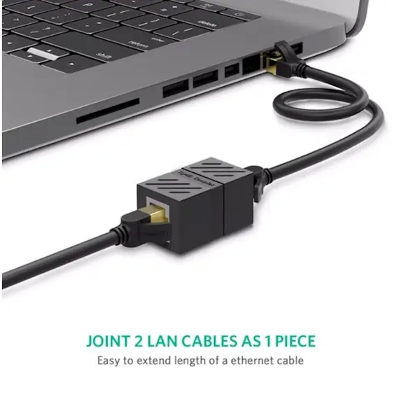 ქსელის კაბელის გადასაბმელი UGREEN NW114 (20390) RJ45 Cat7 / 6 / 5e Ethernet Adapter 8P8C Network Extender Extension Cable for Ethernet Female Cable (Black) , 3 image - Primestore.ge