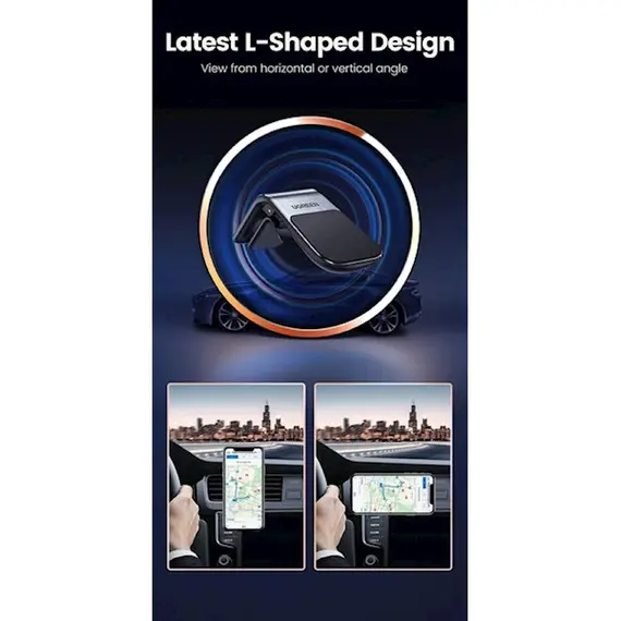 მობილურის დამჭერი UGREEN LP290 (80712B), Smartphone Car Holder, Black/Silver , 2 image - Primestore.ge