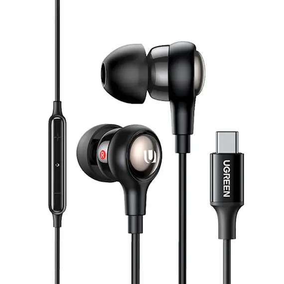 ყურსასმენი UGREEN EP103 (30638), In-Ear Headphones, Wired, Type-C, Black  - Primestore.ge