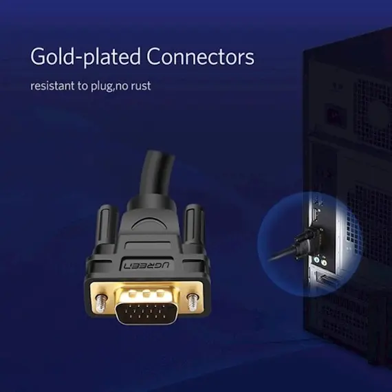 VGA კაბელი UGREEN VG101 (11634) VGA Male to Male Cable 15m (Black) , 2 image - Primestore.ge