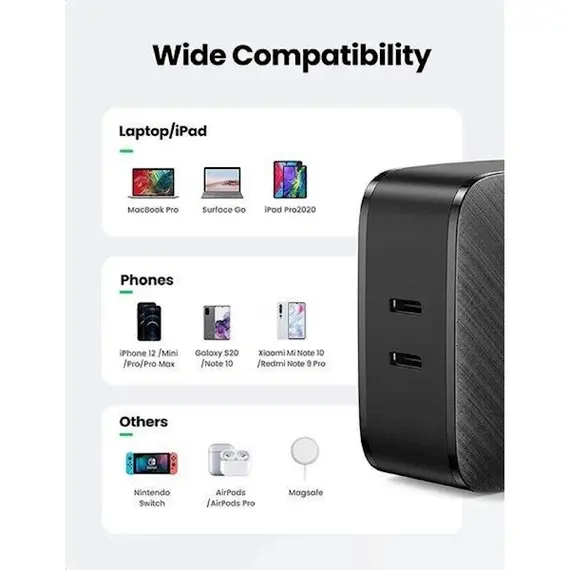 დამტენი UGREEN CD216 (70867), 66W, USB-C, Black , 3 image - Primestore.ge