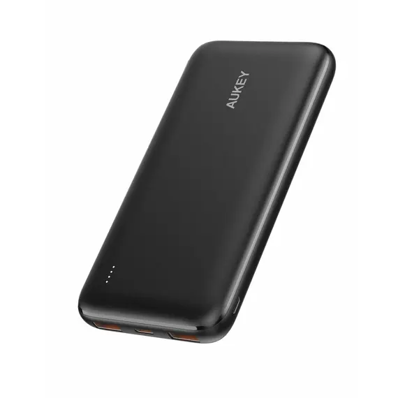 Portable charger Aukey PB-N73C 10000mAh 18W PD Power Bank with Integrated USB-C Cable, Black