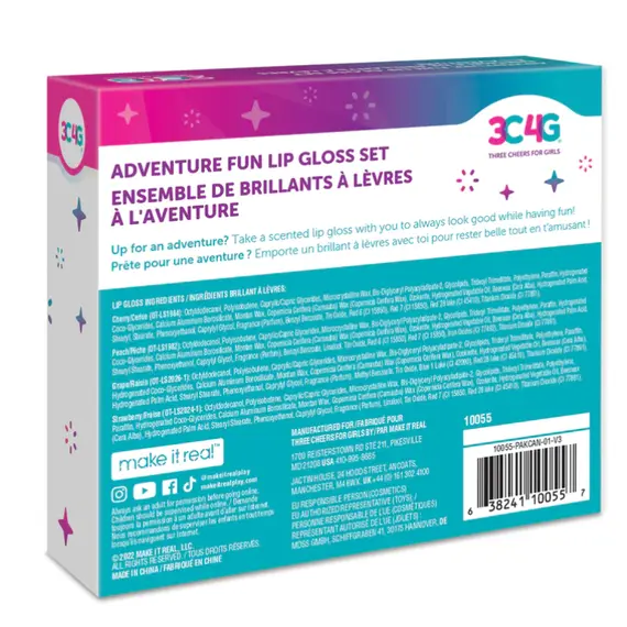 საბავშვო ტუჩსაცხების ნაკრები Make It Real 3C4G Adventure Fun Lip Gloss Set , 4 image - Primestore.ge