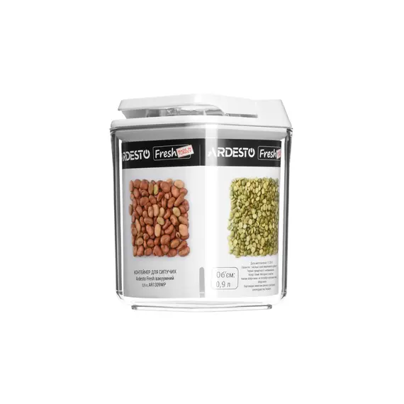 კონტეინერი  Food storage container Ardesto Fresh 0.9 l, air-tight, white , plastic  - Primestore.ge