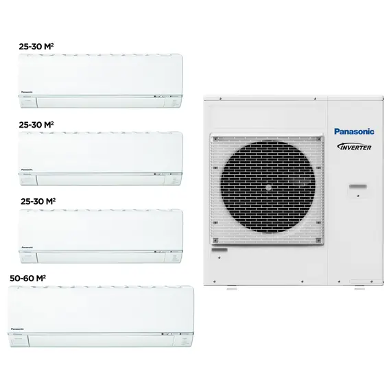 კონდიციონერი Panasonic CU-5E34PBD + CS-E9RKDW 3Pcs, CS-E18RKDW 1Pcs, Inverter, 150 - 160 კვმ2  - Primestore.ge