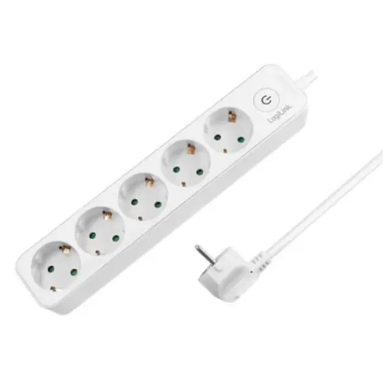 დენის ადაპტერი Logilink LPS246 Socket Outlet 5-Way + Switch 1.5m White  - Primestore.ge