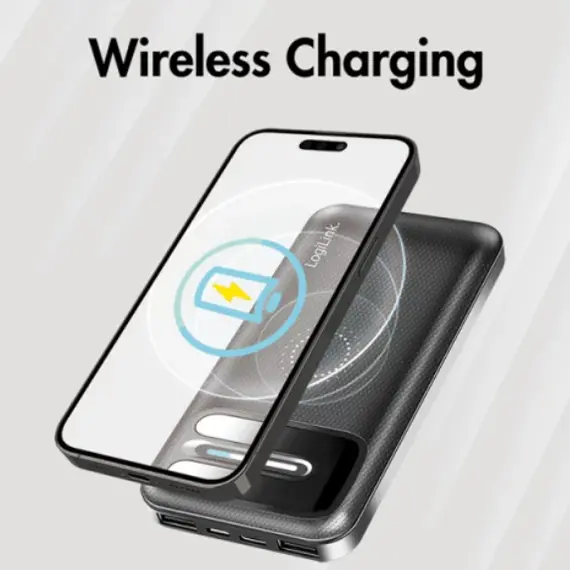 Portable charger Logilink PA0305 Power Bank 8000mAh Wireless Charging + 2x USB-A, 6 image