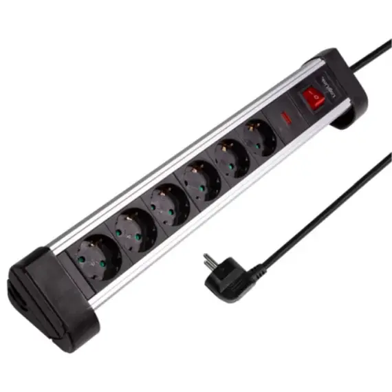 დამაგრძელებელი კაბელი Logilink LPS215 Socket outlet 6-way + switch 6x CEE 7/3 1.4m Black/silver  - Primestore.ge