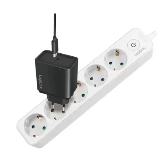 დენის ადაპტერი Logilink LPS246 Socket Outlet 5-Way + Switch 1.5m White , 2 image - Primestore.ge
