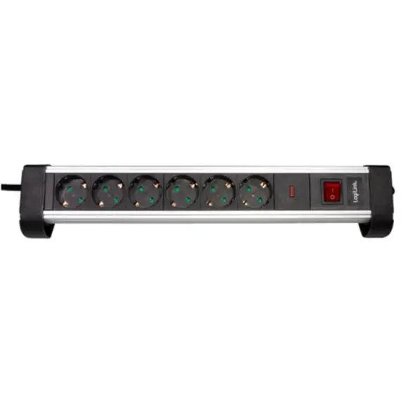 დამაგრძელებელი კაბელი Logilink LPS215 Socket outlet 6-way + switch 6x CEE 7/3 1.4m Black/silver , 3 image - Primestore.ge