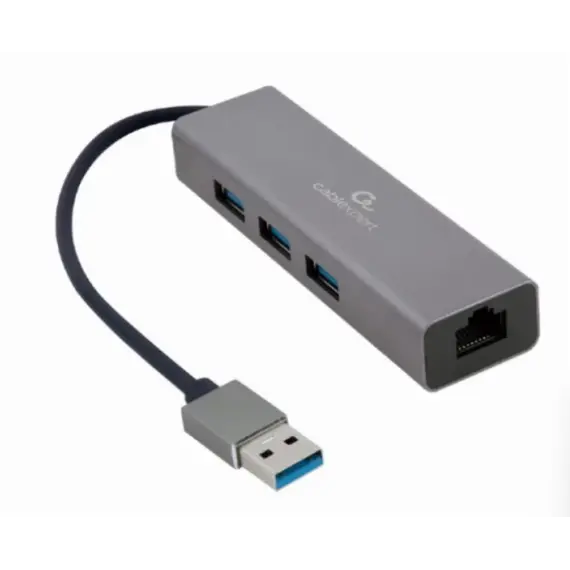 ადაპტერი Gembird A-AMU3-LAN-01 USB AM Gigabit network adapter with 3-port USB 3.0 hub - Primestore.ge