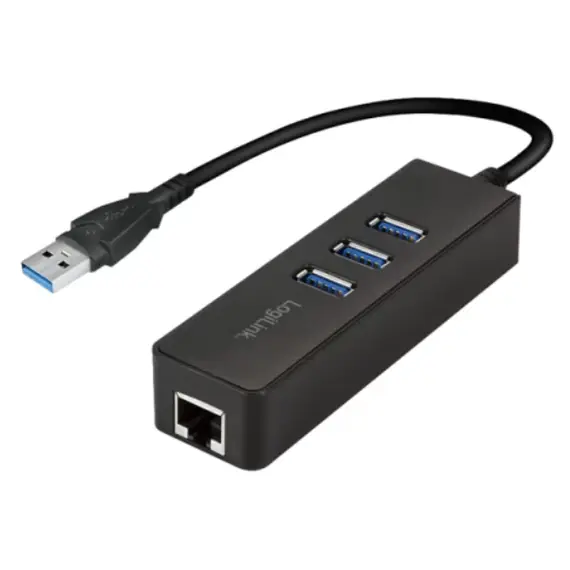 Adapter LogiLink UA0173A USB 3.0 type A to gigabit adapter to 1x RJ45 and 3x USB 3.0 type A