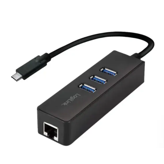 ადაპტერი Logilink UA0283 Gen 1 USB-C Hub 3-Port USB3.2 with with Gigabit LAN - Primestore.ge