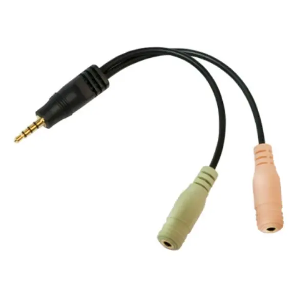 ადაპტერი Logilink CA0021 Audio adapter 3.5 mm 4-pin/M to 2x 3.5 mm 3-pin/F 0.15 m , 2 image - Primestore.ge