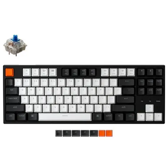 კლავიატურა Keychron C1 Wired 87 Key  Gateron  Switch Mechanical Keyboard RGB  Red Russian Layout  - Primestore.ge