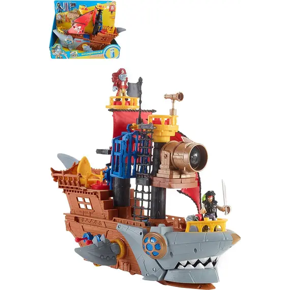 სათამაშო Fisher-Price Imaginext Shark Bite Pirate Ship, Brown, Red, Yellow, DHH61 , 2 image - Primestore.ge