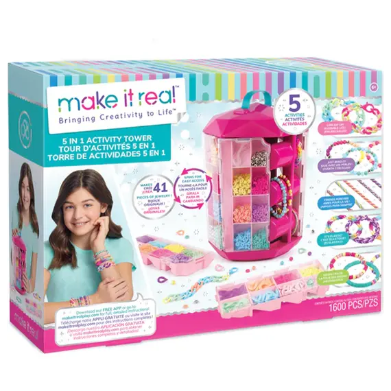 მძივების ნაკრები Make It Real 5 in 1 Activity Tower - (Carousel)  - Primestore.ge