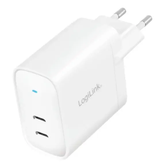 ადაპტერი Logilink PA0283 USB power socket adapter 2xUSB-C port GaN-Technology PD 65W  - Primestore.ge