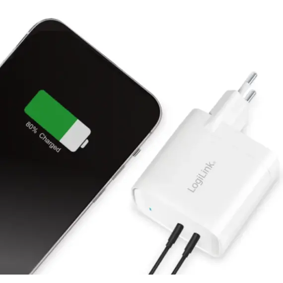 ადაპტერი Logilink PA0283 USB power socket adapter 2xUSB-C port GaN-Technology PD 65W , 4 image - Primestore.ge