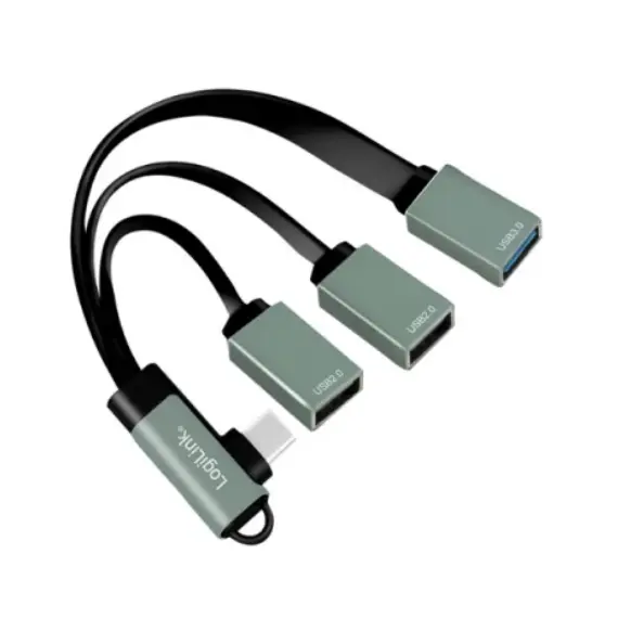 ადაპტერი Logilink UA0361 USB-C Hub, 90° USB-C plug to 2x USB  - Primestore.ge