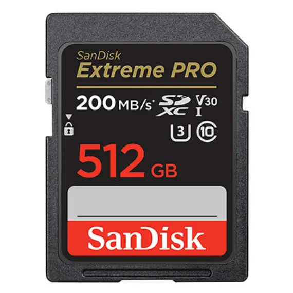 მეხსიერების ბარათი SanDisk 512GB Extreme PRO SD/XC UHS-I Card 200MB/S V30/4K Class 10 SDSDXXD-512G-GN4IN  - Primestore.ge