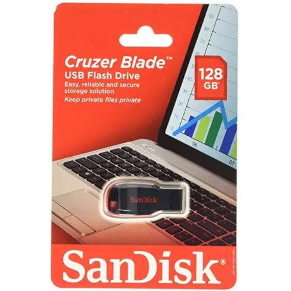 USB ფლეშ მეხსიერება SanDisk Cruzer Blade 128GB SDCZ50-128G-B35 - Primestore.ge
