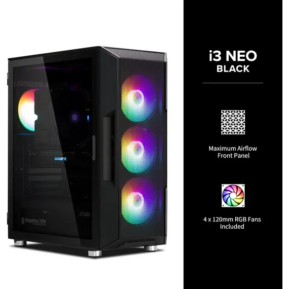 კომპიუტერის ქეისი Zalman Computer case I3 NEO TG BLACK , 2 image - Primestore.ge