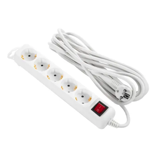 დამაგრძელებელი 2E 5XSchuko switch, 3G*1.5mm2, 5м, white  - Primestore.ge